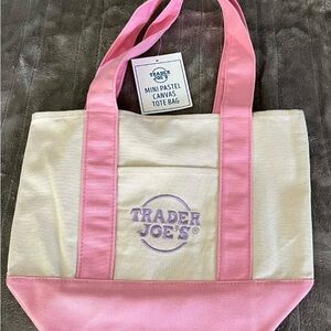 Trader Joe's Pink & Cream Mini Canvas Tote